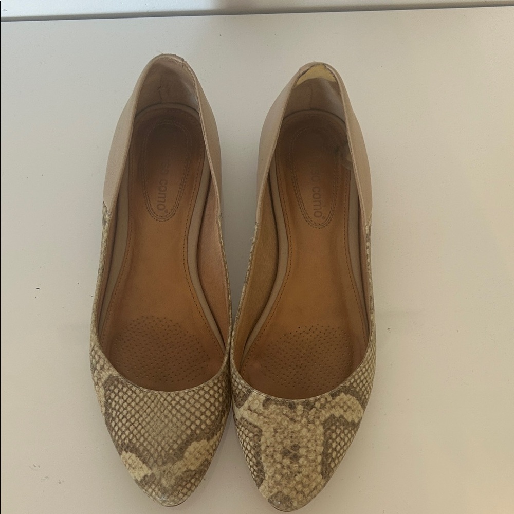 Corso Como Tan Snake Print Flats Size 7